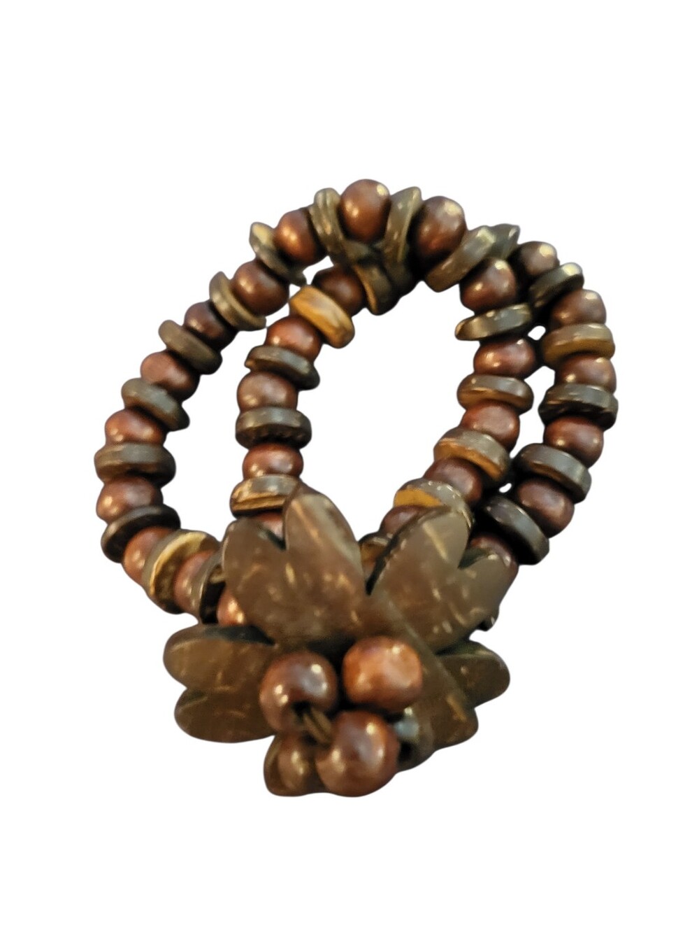 Beaded Floral Stretch Bracelet Brown